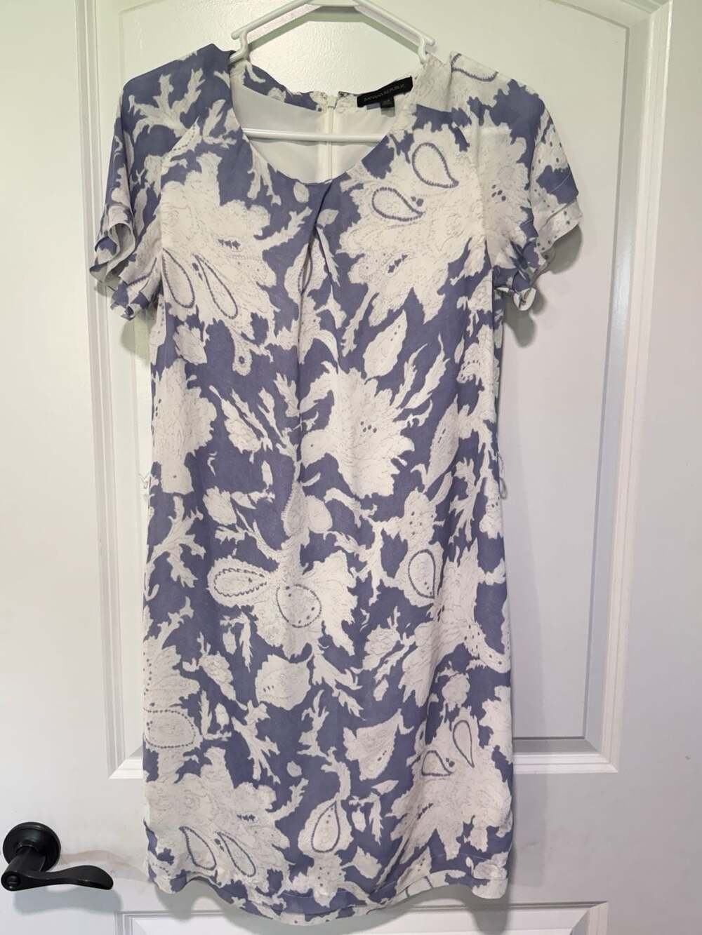 Dusty Lavender Purple Floral Paisley Midi Dress Coastal Chic Tie Waist Size XS